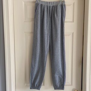 Gray Track Pants with Elastic Waistband and Cuffs